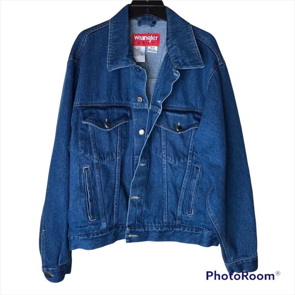 90s Y2K Men’s Denim Trucker Jacket Medium Wrangler Hero Farm Country Work